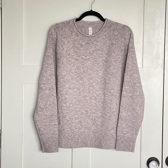 NWT Lululemon Boxy Cotton-Blend Sweater, Light Pink/Grey Heather, Medium - Picture 5 of 15